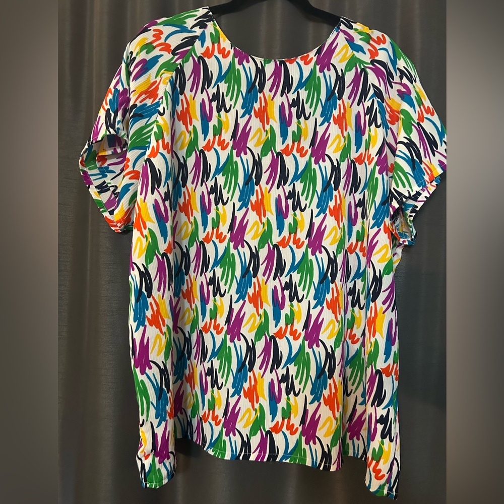 Colorful Brushstroke Women's Short Sleeve Top